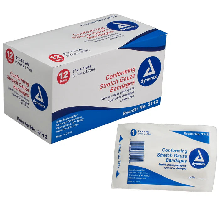 Dynarex Stretch Gauze Bandage Roll - Sterile, 12ea/bx, 8bxs/cs (96 Count)