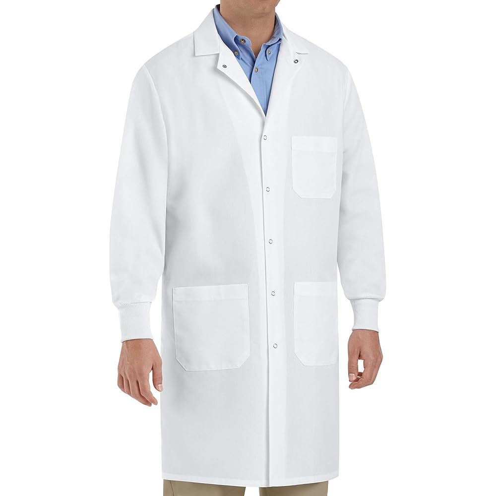 Disposable Lab Coats with Knitted Collar and Cuffs, Size Medium (10-Pack)