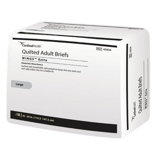 Cardinal Health Wings Extra Quilted Adult Briefs Moderate - Large 45-58 (72 Count)
