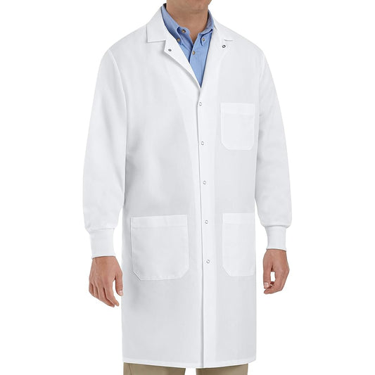 Disposable Lab Coats with Knitted Collar and Cuffs, Size Medium (10-Pack)