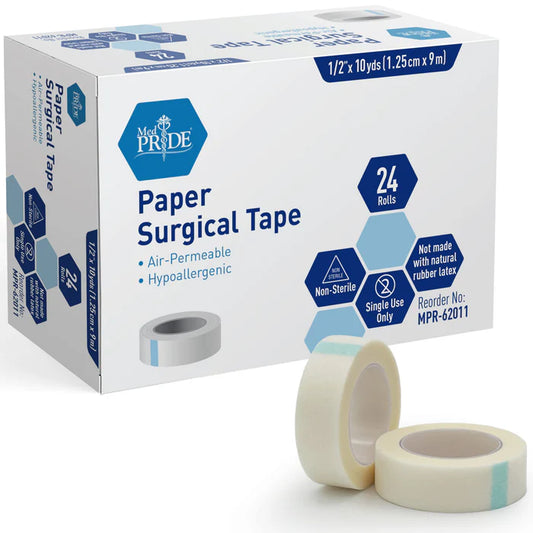 MedPride Paper Surgical Tape, 1/2" x 10 yds - 24/Box, Case of 12 (288 Count)