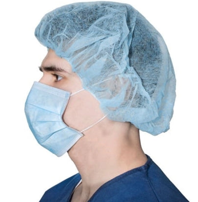 Dukal Disposable Bouffant Caps – 24” Blue, 100 Count | Surgical Head Covers
